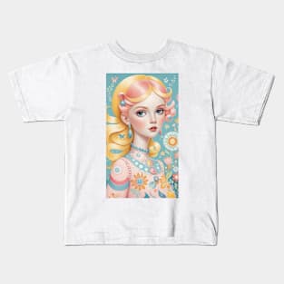 Hilma's Youthful Radiance: Colorful Portrait of Whimsy Kids T-Shirt